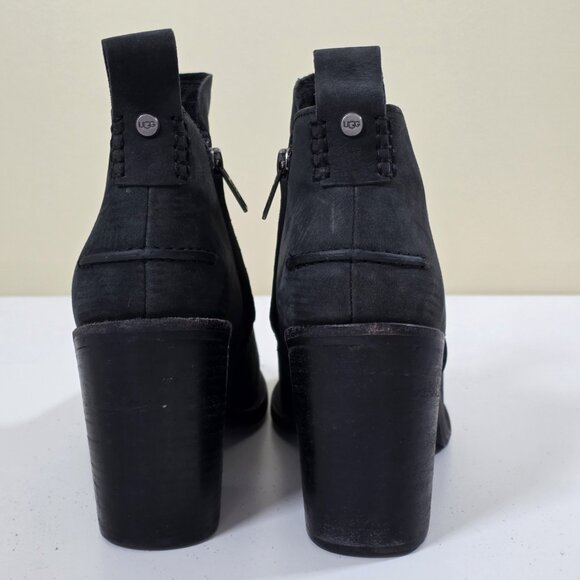 UGG Pixley Boots Womens 7.5 Black Gray Nubuk Ankle Stacked Heel Y2K SN 1095057 - Picture 8 of 15